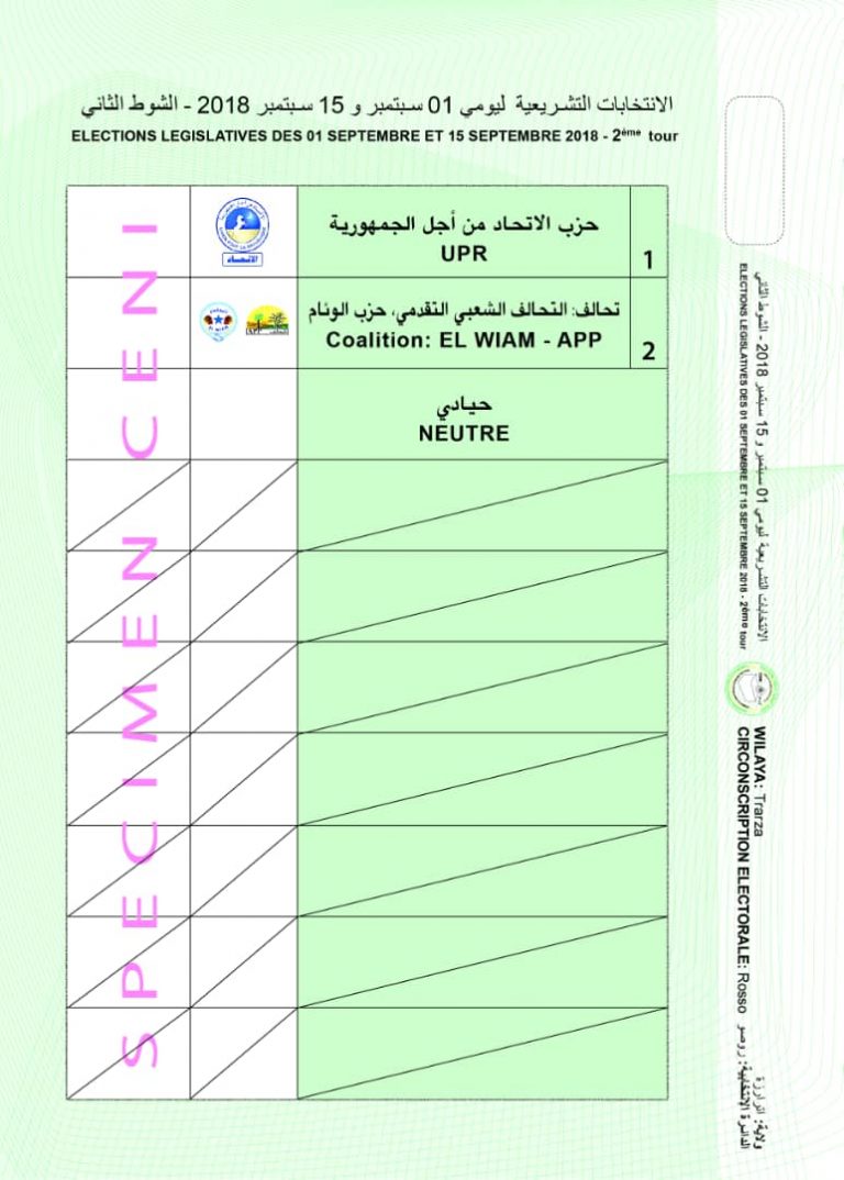 نماذج من بطاقات التصويت في الشوط الثاني